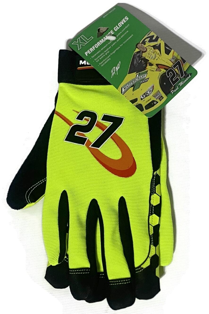Paul Menard #27 NASCAR Racing Gloves XL Neon Yellow Black New